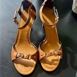 Cole Haan Women’s Cognac Leather Ankle-Strap Sandals (7.5)